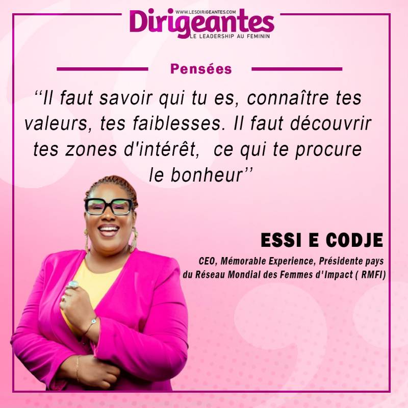 ESSI E CODJE CEO, Mémorable Experience, Présidente pays du Réseau Mondial des Femmes d'Impact RMFI)