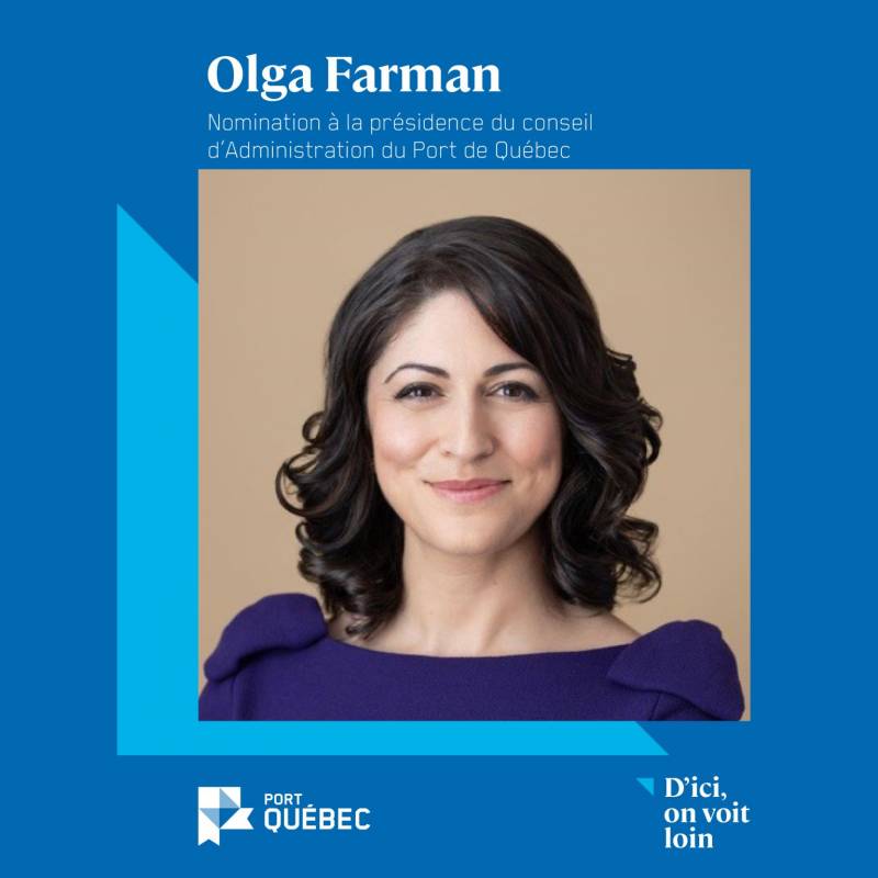 Olga FARMAN, nouvelle Présidente du Conseil d’Administration du Port de Québec