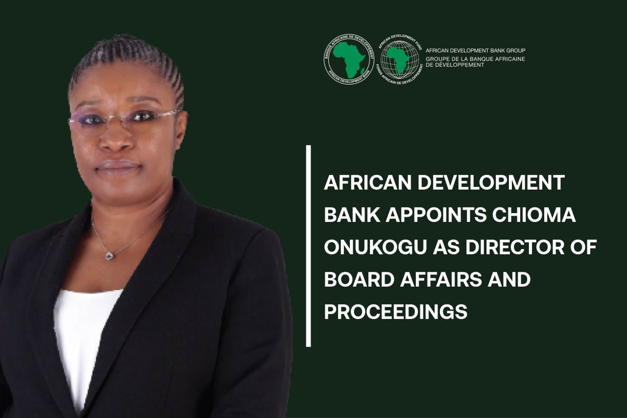 Chioma ONUKOGU nommée Directrice des Affaires et Procédures du Conseil d’Administration à la Banque Africaine de Développement (BAD)