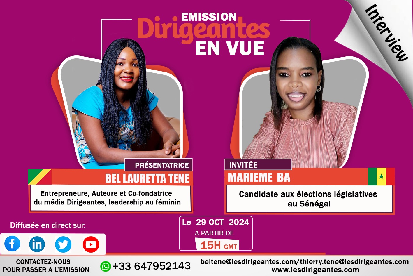 Interview Marieme BA, candidate aux élections législatives au Sénégal.