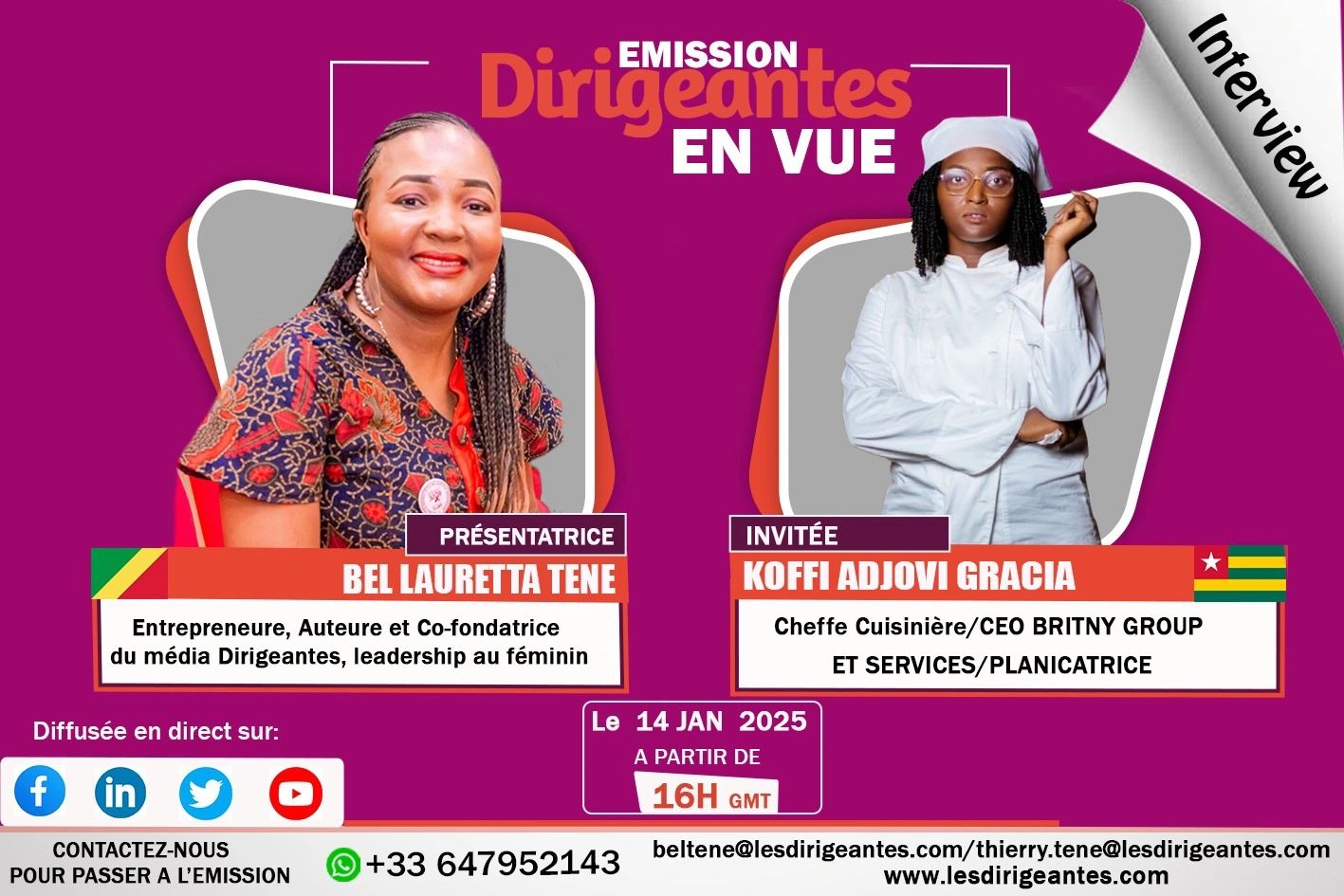 Interview de Gracia KOFFI ADJOVI, CEO BRITNY GROUP ET SERVICES, Planificatrice, Cheffe Cuisinière, Togo