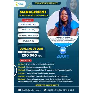 FORMATION EN MANAGEMENT DES RESSOURCES HUMAINES DU 02 AU 06 JUIN 