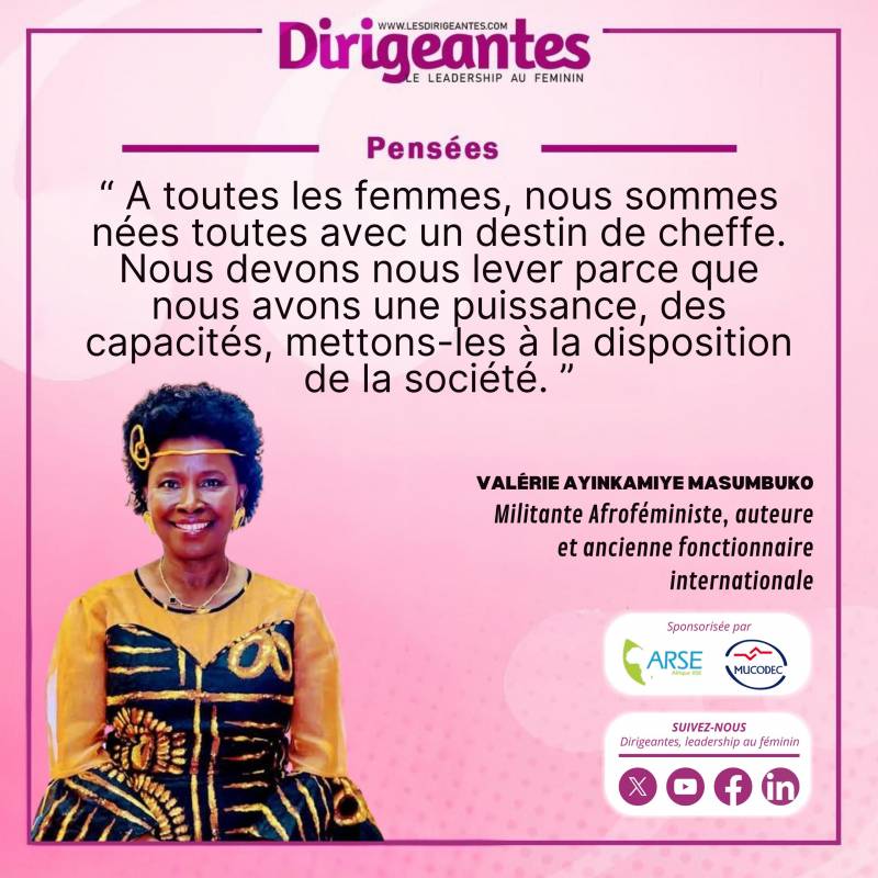 Valérie AYINKAMIYE MASUMBUKO, militante Afroféministe, auteure et ancienne fonctionnaire internationale