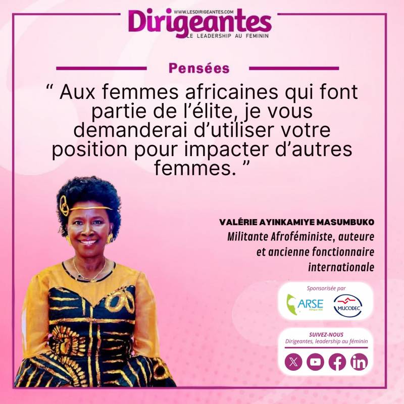Valérie AYINKAMIYE MASUMBUKO, militante Afroféministe, auteure et ancienne fonctionnaire internationale