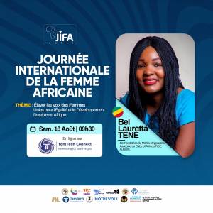 INTERVENTION DE BEL LAURETTA TENE LE 16 AOÛT A LA CONFERENCE ORGANISEE PAR LE MOUVEMENT MONDIAL DES FEMMES LEADERS PANAFRICAINES (MMFLP)