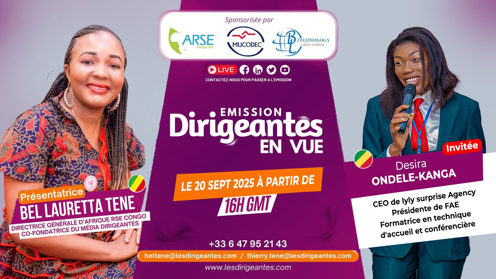 Interview de  Désira ONDELE KANGA, CEO de Lyly Surprise Agency, Présidente de l'Association “Femme Active et Engagée (FAE)”.