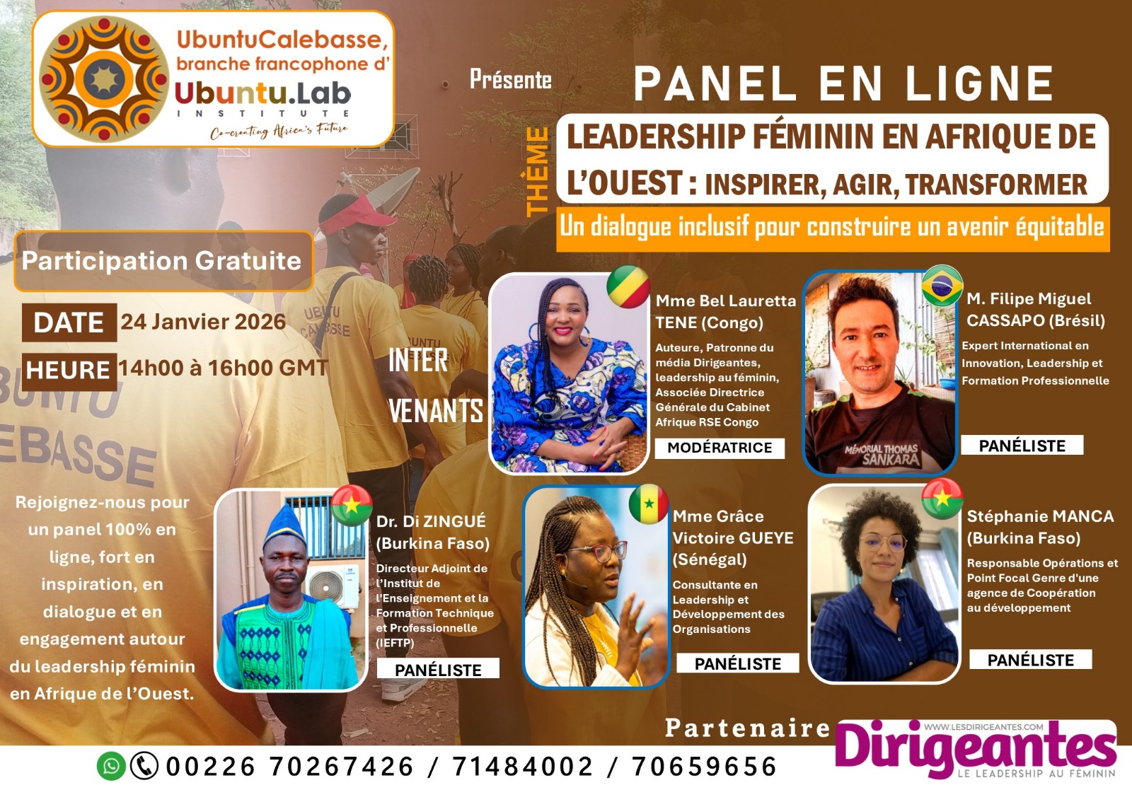 24 JANVIER 2026, CONFERENCE INTERNATIONALE : Leadership féminin en Afrique de l’Ouest : Inspirer, Agir, Transformer. Un dialogue inclusif pour construire un avenir équitable