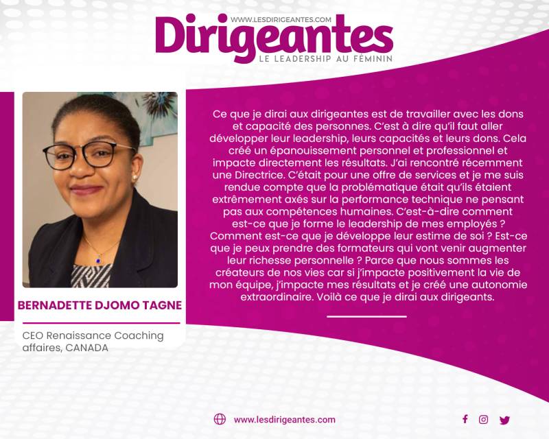 Bernadette DJOMO TAGNE, CEO Renaissance Coaching affaires, CANADA