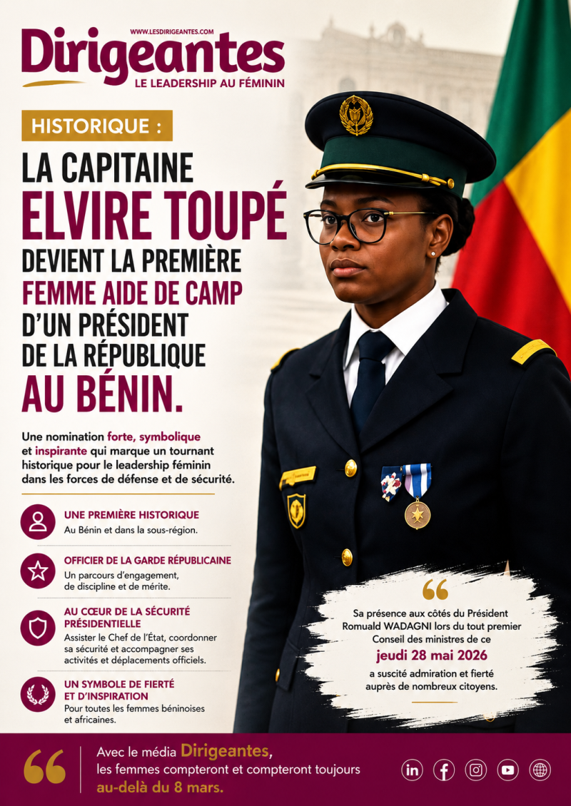 HISTORIQUE : LA CAPITAINE ELVIRE TOUPÉ DEVIENT LA PREMIÈRE FEMME AIDE DE CAMP D’UN PRÉSIDENT DE LA RÉPUBLIQUE AU BÉNIN
