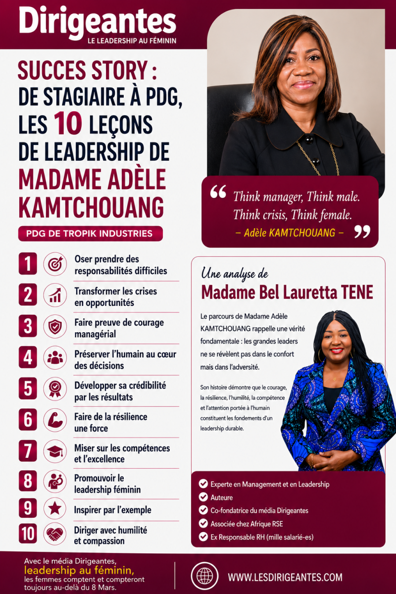 SUCCES STORY : DE STAGIAIRE À PDG, LES 10 LEÇONS DE LEADERSHIP DE MADAME ADÈLE KAMTCHOUANG