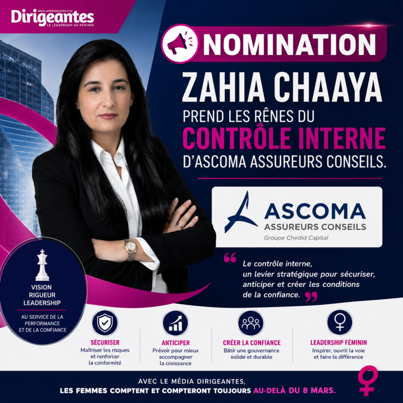 NOMINATION : ZAHIA CHAAYA PREND LES RÊNES DU CONTRÔLE INTERNE D’ASCOMA ASSUREURS CONSEILS