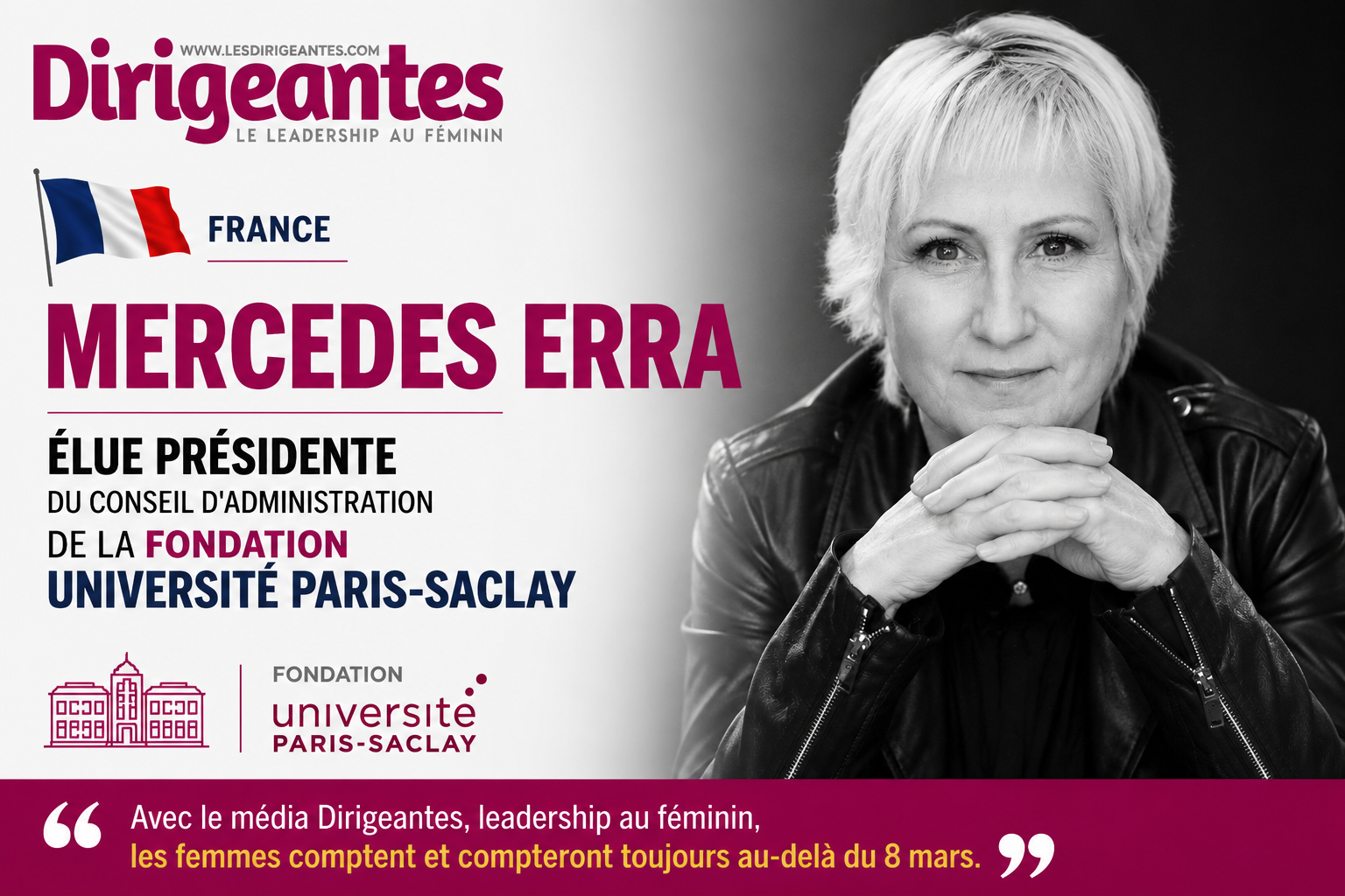 SCIENCES : MERCEDES ERRA PREND LES RÊNES DE LA FONDATION UNIVERSITÉ PARIS-SACLAY ET VEUT FAIRE AVANCER LA PLACE DES FEMMES DANS LES SCIENCES