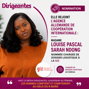 ELLE REJOINT L'AGENCE ALLEMANDE DE COOPÉRATION INTERNATIONALE : MADAME LOUISE PASCAL SARAH NDONG NOMMÉE CHARGÉE DE DOSSIER LOGISTIQUE À LA GIZ