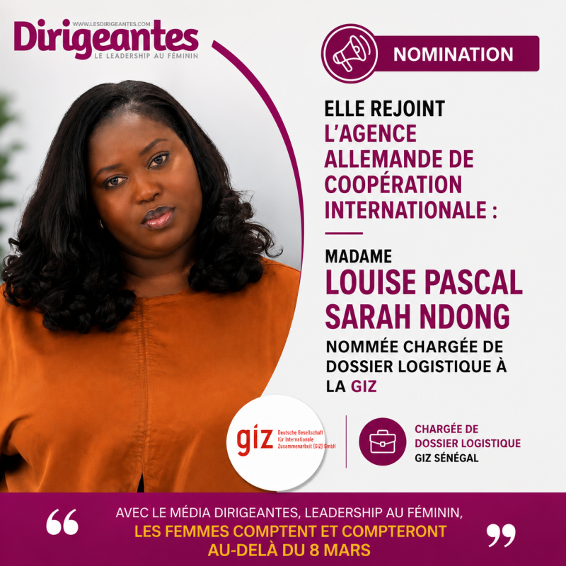 ELLE REJOINT L'AGENCE ALLEMANDE DE COOPÉRATION INTERNATIONALE : MADAME LOUISE PASCAL SARAH NDONG NOMMÉE CHARGÉE DE DOSSIER LOGISTIQUE À LA GIZ