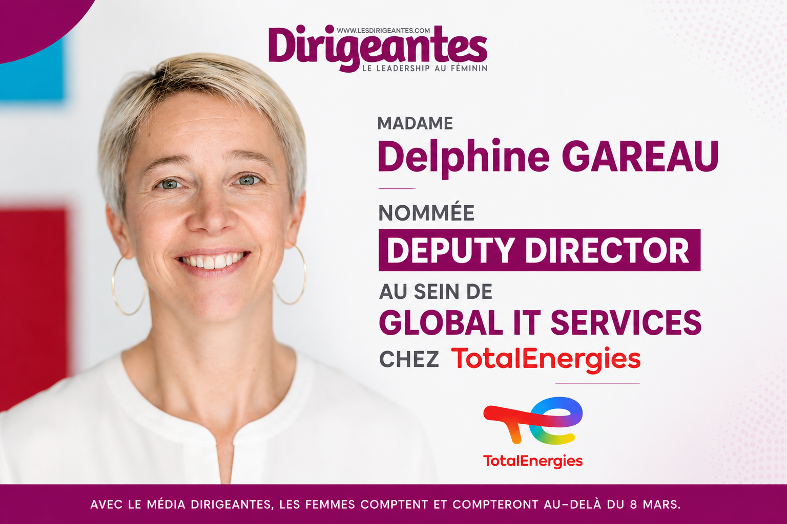 Delphine GAREAU NOMMÉE DEPUTY DIRECTOR AU SEIN DE GLOBAL IT SERVICES CHEZ TOTALEnergies: QUAND LE LEADERSHIP FÉMININ ACCÉLÈRE LA TRANSFORMATION NUMÉRIQUE MONDIALE