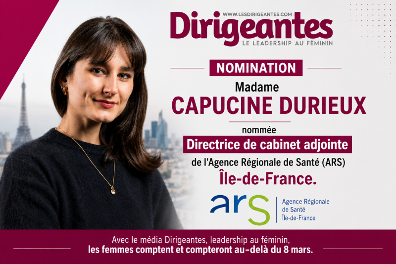  NOMINATION : Madame Capucine DURIEUX REJOINT L'ARS ÎLE-DE-FRANCE POUR CONTRIBUER AU PILOTAGE DE LA PREMIÈRE AGENCE RÉGIONALE DE SANTÉ DE FRANCE