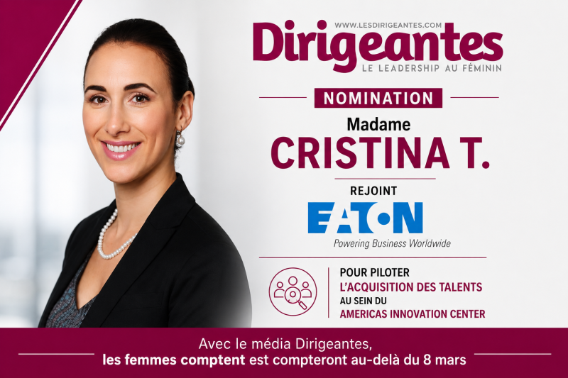 Madame Cristina T. REJOINT EATON CORPORATION POUR PILOTER L'ACQUISITION DES TALENTS AU SEIN DE SON CENTRE D'INNOVATION DES AMÉRIQUES