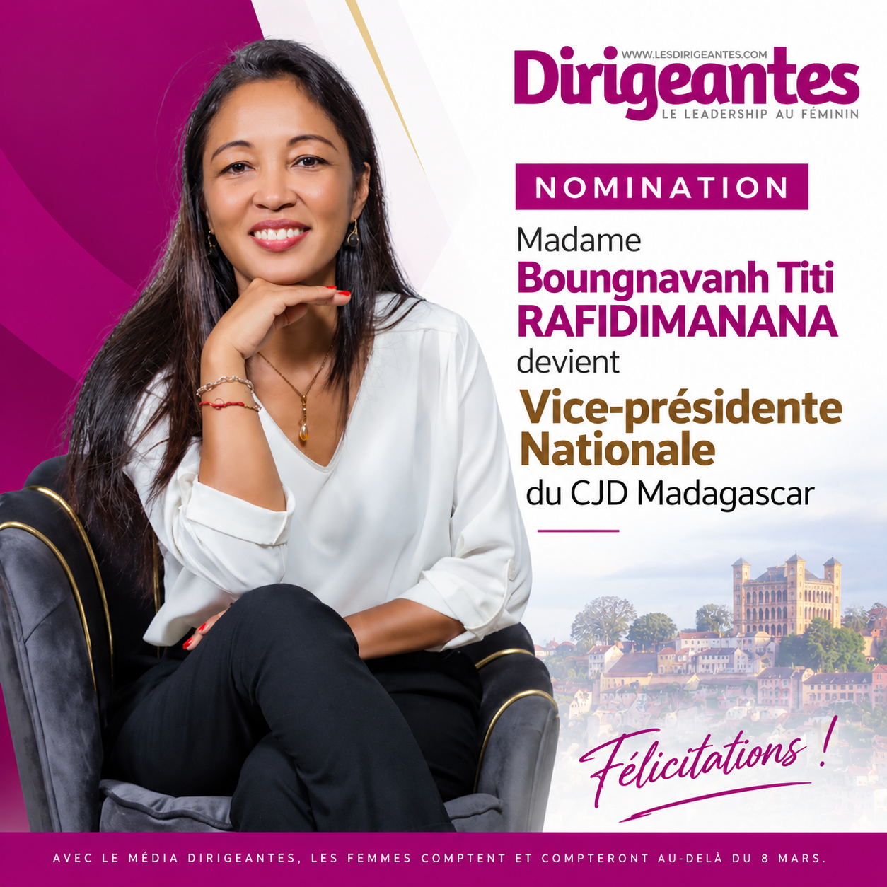 NOMINATION : Madame Boungnavanh Titi RAFIDIMANANA devient Vice-présidente Nationale du CJD Madagascar