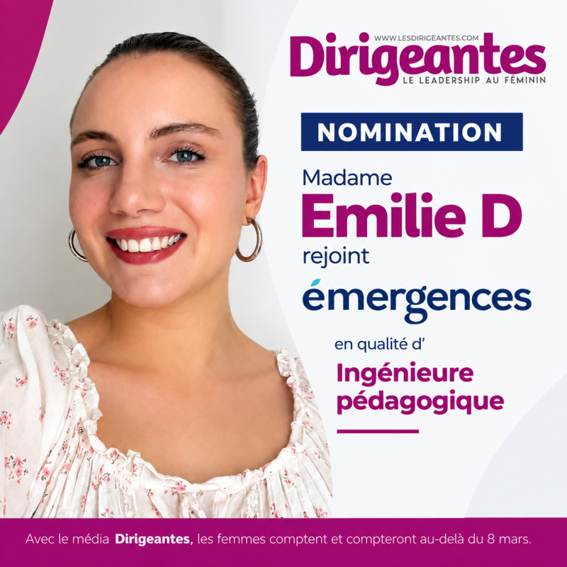 NOMINATION : Madame Emilie D rejoint émergences en qualité d’Ingénieure pédagogique