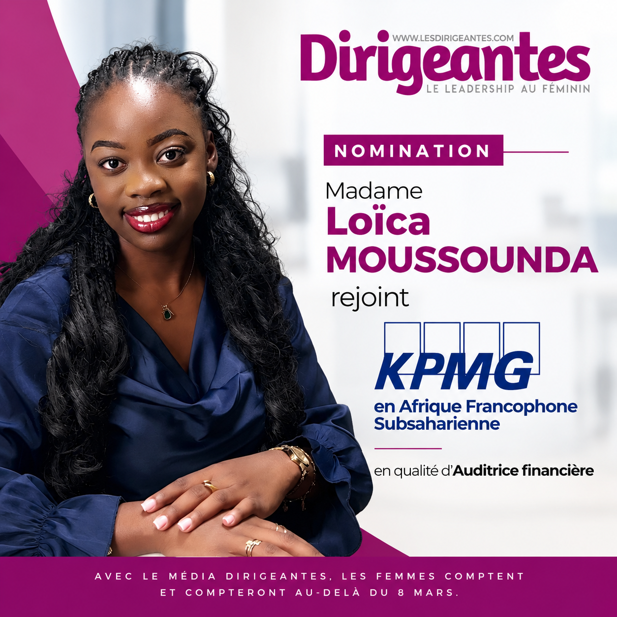 NOMINATION : Madame Loïca MOUSSOUNDA rejoint KPMG en Afrique Francophone Subsaharienne