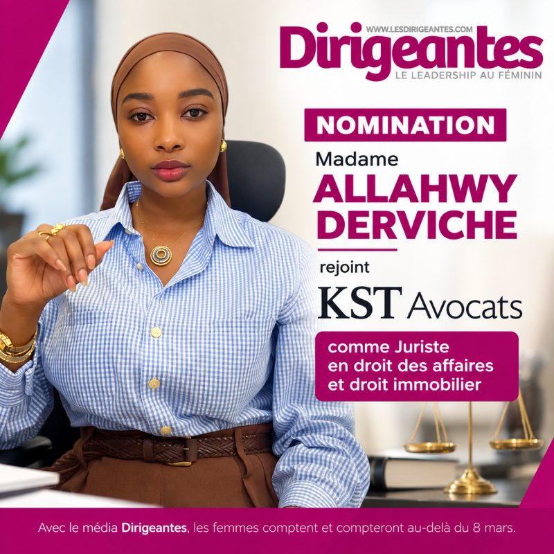 NOMINATION : Madame Allahwy DERVICHE rejoint KST Avocats comme Juriste en droit des affaires et droit immobilier