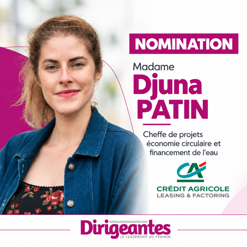 NOMINATION : Madame Djuna PATIN rejoint Crédit Agricole Leasing & Factoring comme Cheffe de projets économie circulaire et financement de l’eau