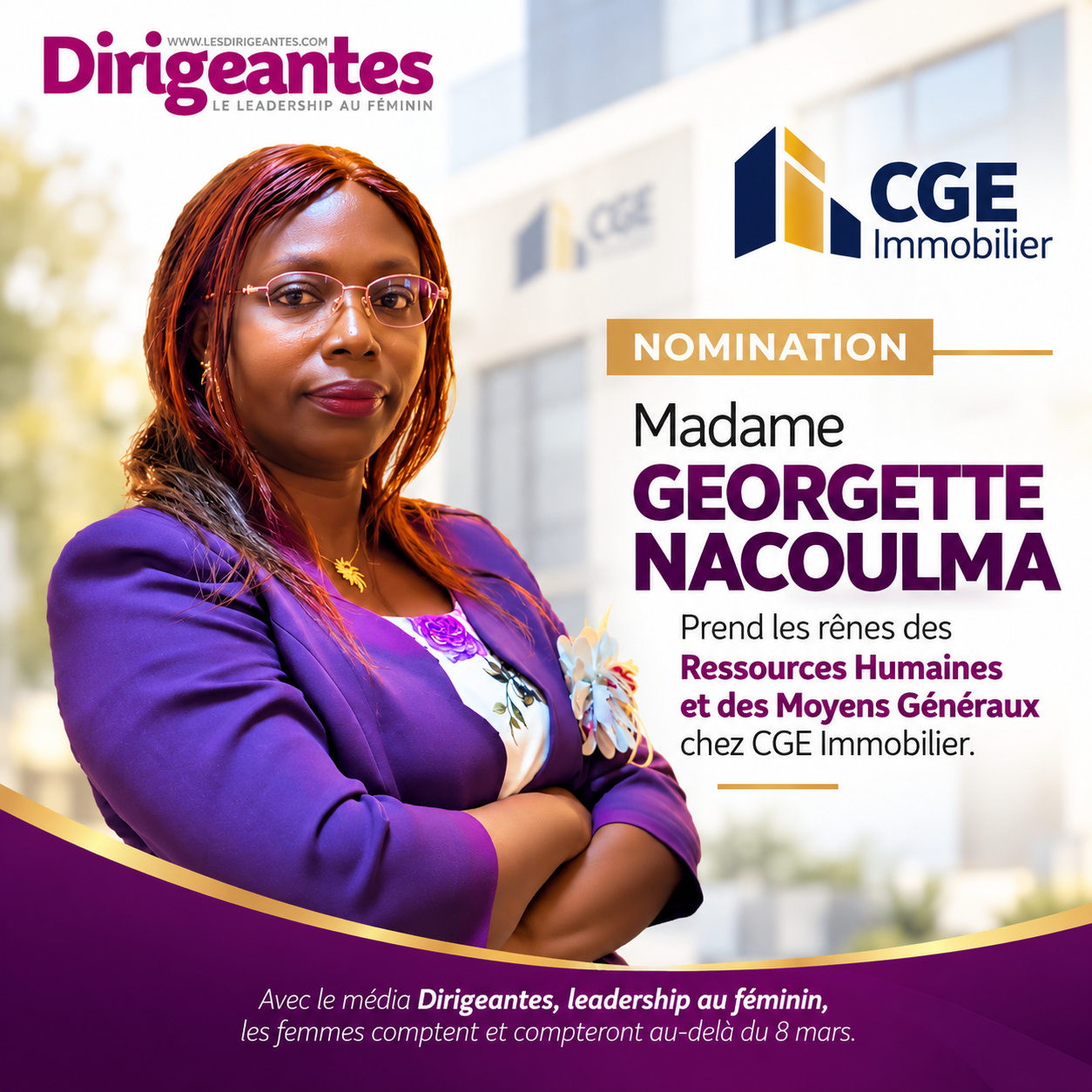 NOMINATION | MADAME GEORGETTE NACOULMA PREND LES RÊNES DES RESSOURCES HUMAINES ET DES MOYENS GÉNÉRAUX CHEZ CGE IMMOBILIER