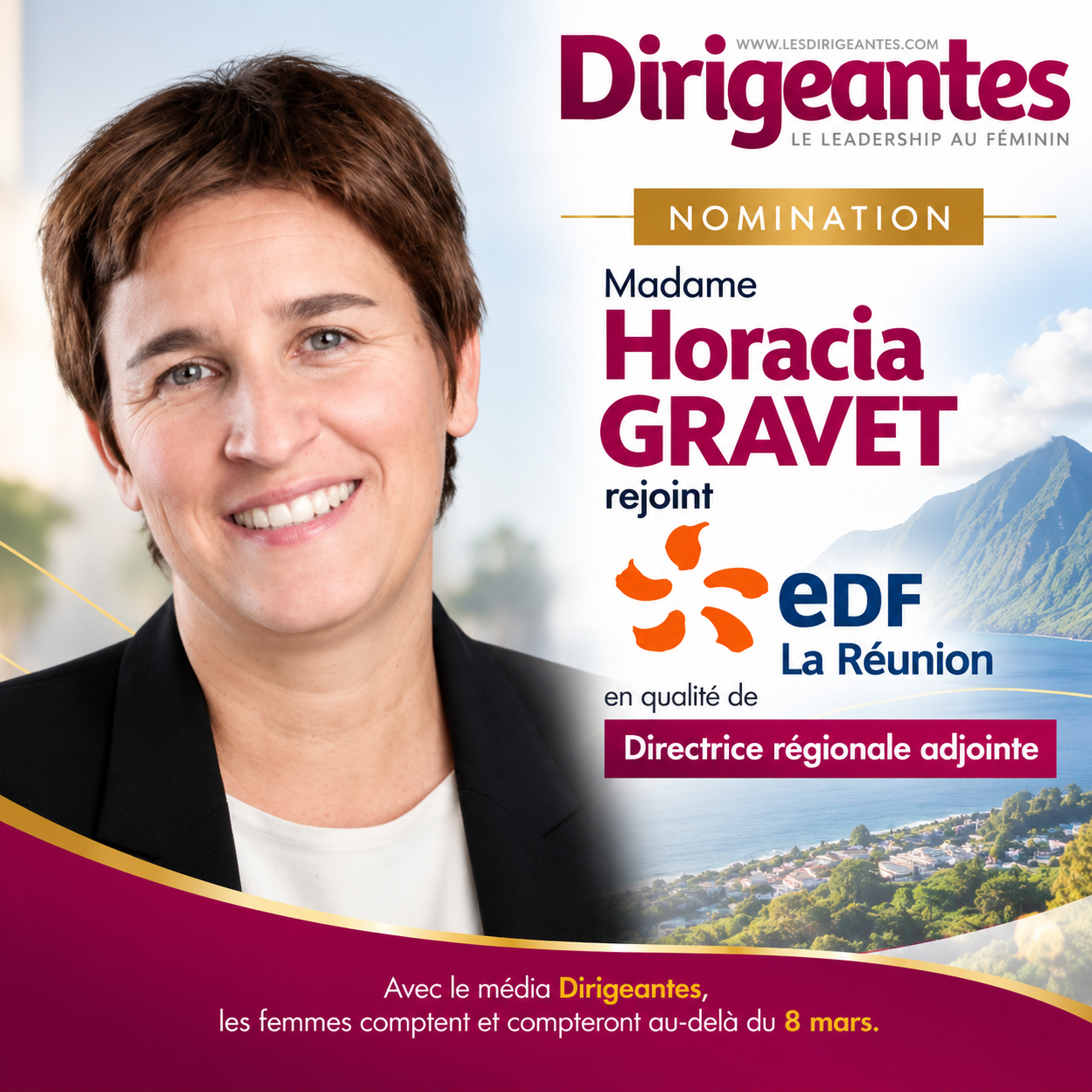 NOMINATION : MADAME HORACIA GRAVET REJOINT EDF LA RÉUNION COMME DIRECTRICE RÉGIONALE ADJOINTE : LE LEADERSHIP AU PLUS PRÈS DU TERRAIN