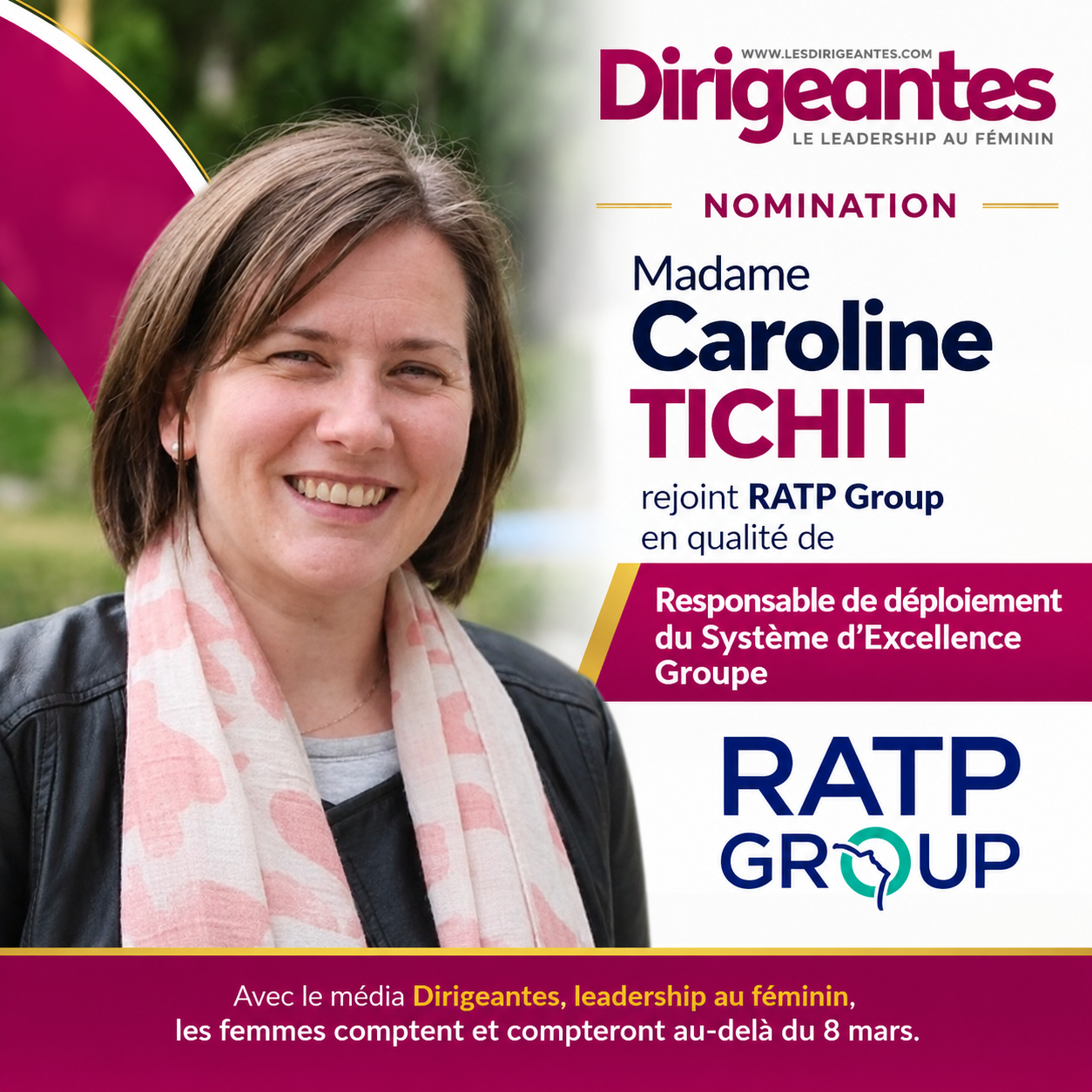 NOMINATION | Madame Caroline TICHIT rejoint une nouvelle fonction stratégique chez RATP Group : l’excellence opérationnelle au cœur de la transformation